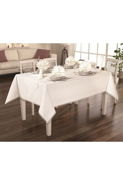 LALE Ecru Lux Colber Tablecloth