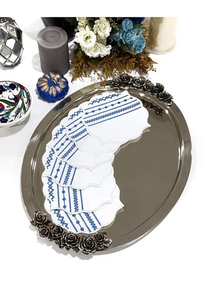 Tanem Home Authentic Pattern Embroidered Coasters, Cocktail Presentation Napkin 15x15 Cm