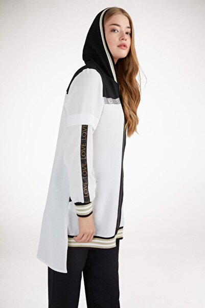 Sementa Ecru and Black Crepe Set - Comfortable Fit and Hood - 74599