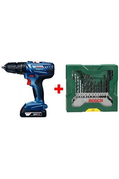 Bosch Gsb 180-li 18v 2ah Darbeli Akülü Vidalama Şarjlı Matkap + 15 Parça Matk...