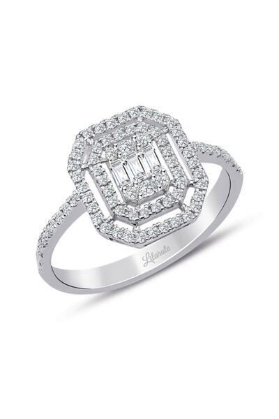 Lilarote Pırlanta Lilarote 0.40 Ct Çift Sıra Baget Kare Tektaş Yüzük