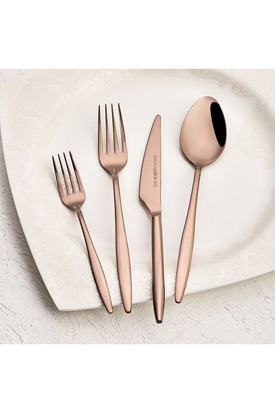 Emsan Goldinoks Rose Gold 6-Person 24-Piece Fork Spoon Knife Set