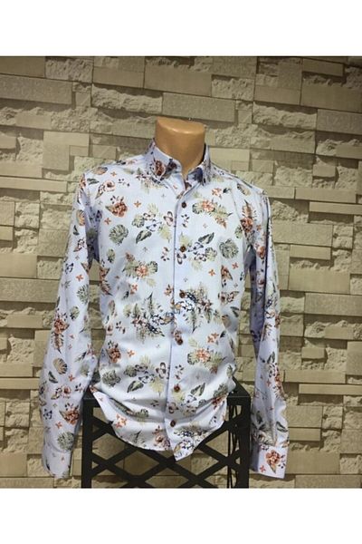 BENESSE Călătorie albastră cu model floral pentru bărbați