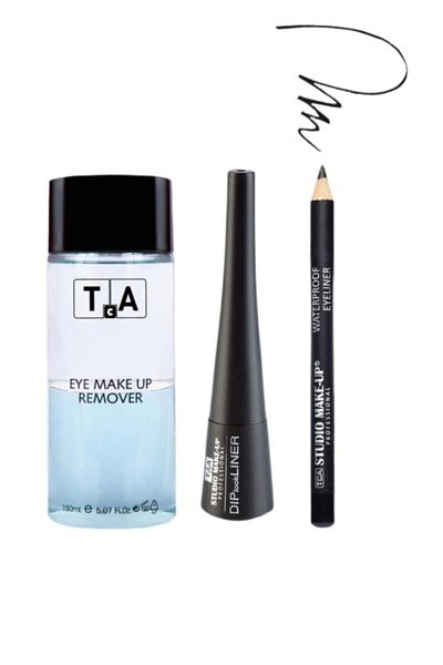 TCA Studio Make Up 3-Piece Makeup Set - Eye Makeup Remover 150 Ml + Eyeliner + Dipliner