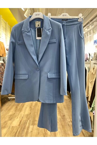 Quzu Mavi Owersize Blazer Ceket