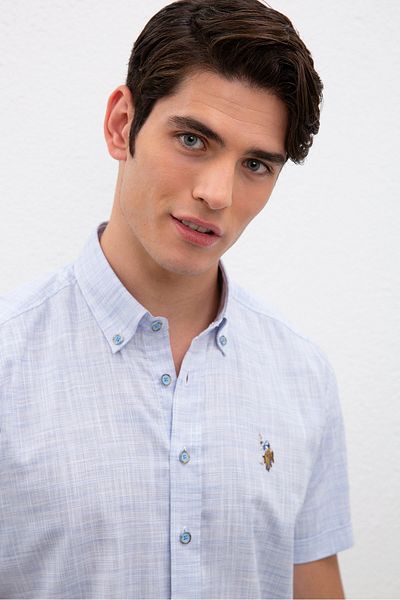 U.S. Polo Assn. Μπλε ανδρικό πουκάμισο