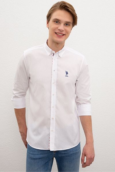 U.S. Polo Assn. Ανδρικό λευκό πουκάμισο