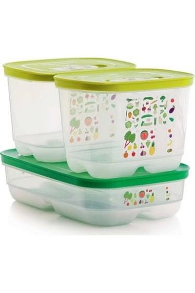 Tupperware Greenhouse Refrigerator Storage Container Set of 3 2 X 1.8 lt Vertical / 1.8 lt Horizontal