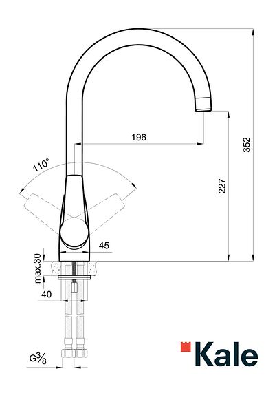 KALE | Mare Rotating Kitchen Faucet, Kitchen Tap