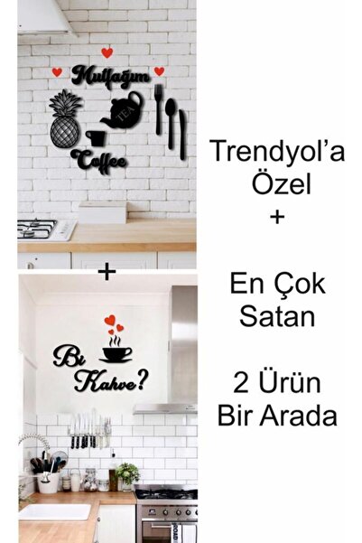 evdeucuz Mutfak Duvar Dekoru+bi Kahve 2'si Bir Arada