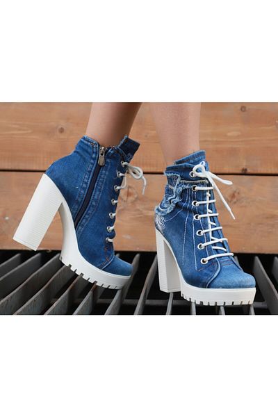 StarBlueMooN Women's Blue Denim Boots