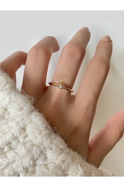Okkostore Kadın Gold Ayarlanabilir Mini Göz Yüzük