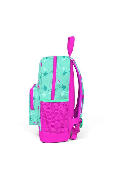 Coral High Kids Water Green Flamingo Patterned Two-Compartment Primary School Backpack