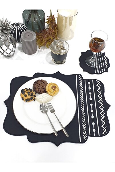 Tanem Home Американський сервіз з автентичним вишитим візерунком, підставки п...