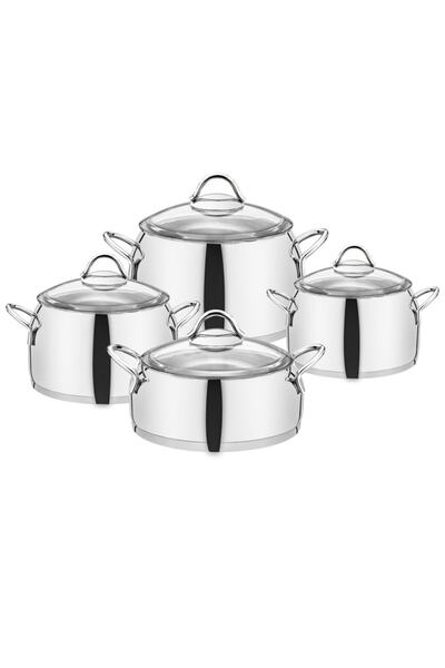 ÖZLİFE Ela 8 Parça Çelik Tencere Seti Takımı Sade 450