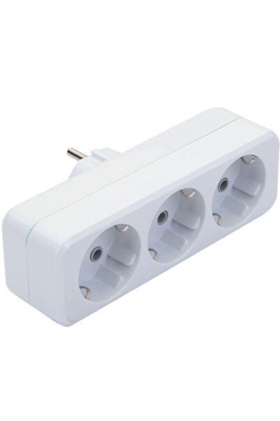 Markafox Beyaz Lale Golyat Kablosuz 3'lü Topraklı Üçlü Priz Çoğaltıcı 1410 10...
