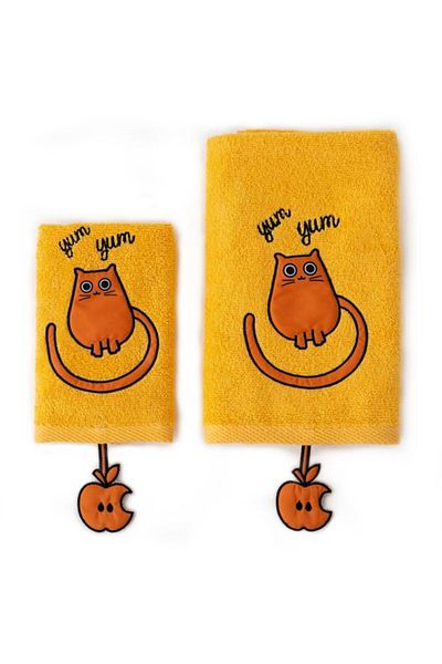 Milk & Moo Set mit 2 Handtüchern für Kinder – Chubby Cat