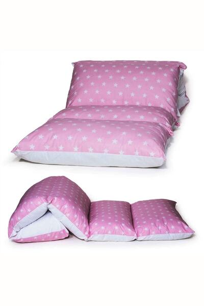 Bundera Pembe Yıldızlı Puf Çocuk Katlanır Yer Minderi Bebek Yer Yatağı 5 Bölm...