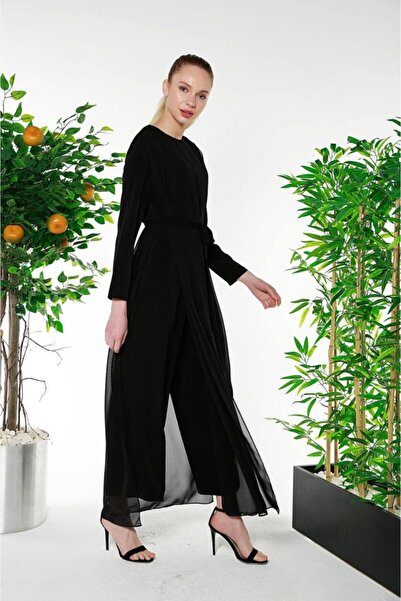 Dadali Şifon Detaylı Kuşaklı Tulum