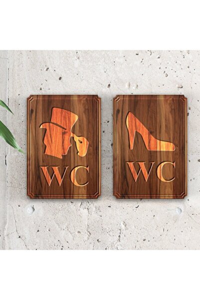 BK Bay & Bayan Wc Ahşap Yönlendirme Levhası - 2