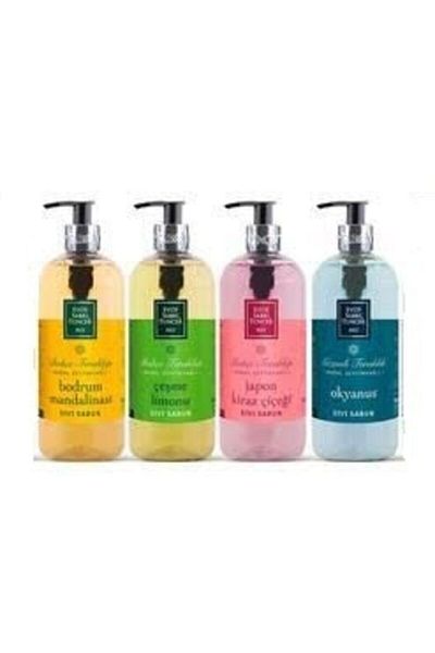 Eyüp Sabri Tuncer Liquid Soap Mixed Set 4-Piece Bodrum Tangerine+Fountain Lemon+Japanese Cherry Blossom+Ocean