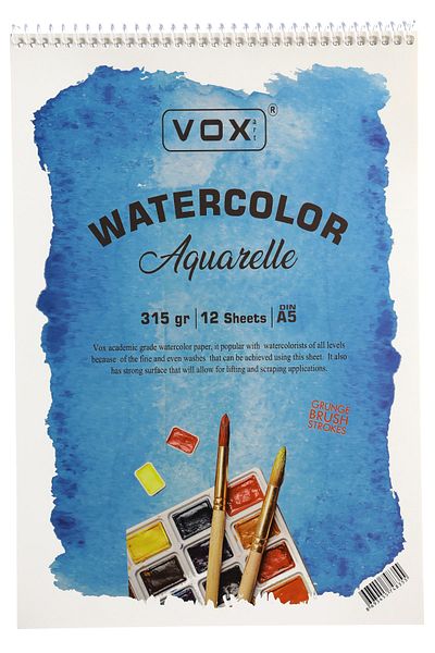VOX 315 g Nat. Caiet de acuarelă albă - Presă la rece - A5 - 12 coli