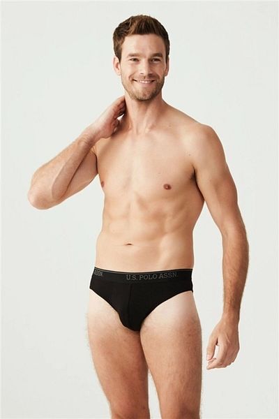 U.S. Polo Assn. Ανδρικές παντόφλες 3 τεμαχίων μαύρες βαμβακερές