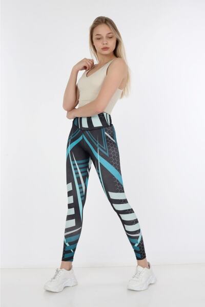 MAGZA Blue Honeycomb Patterned Sports Leggings