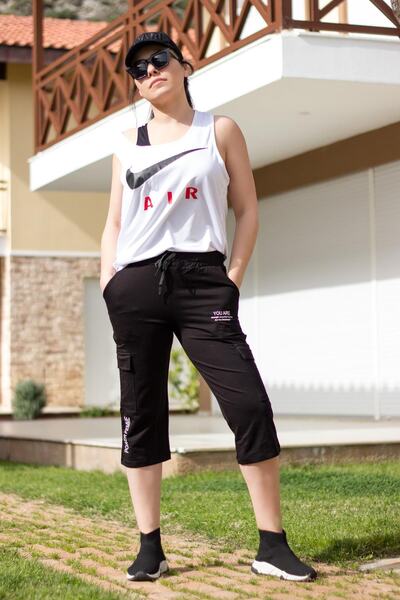 Azıcık Akıllı Γυναικεία Μαύρη Regular Fit Jogger Κοντή Φούτερ 21kesajggr