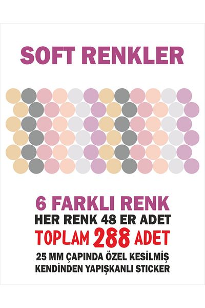 ENGINPRINT 288 Pieces 25mm Soft Color Tones Specially Cut Stickers