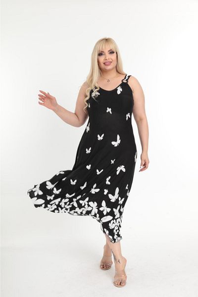 Mezura Women's Strappy Summer Combed Cotton Viscose Dress