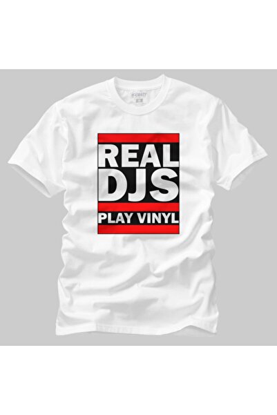 Crazy Чоловічий білий футболка Real Dj Real Vinyl