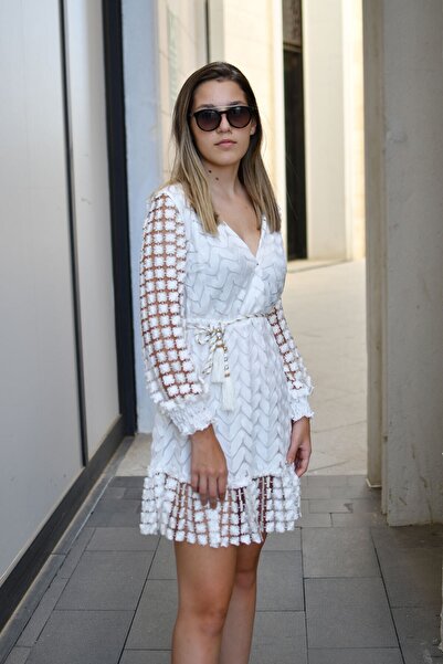 Bohemian White Lace Stylish Mini Dress