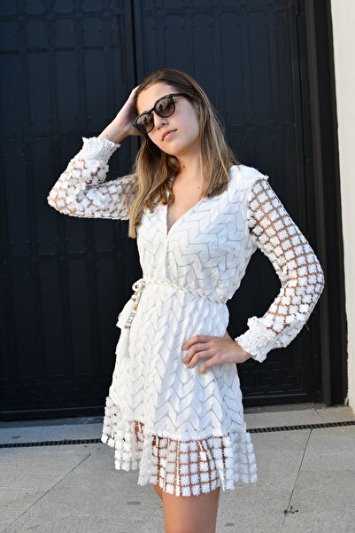 Bohemian White Lace Stylish Mini Dress