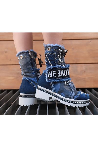 StarBlueMooN Women's Blue Denim Boots