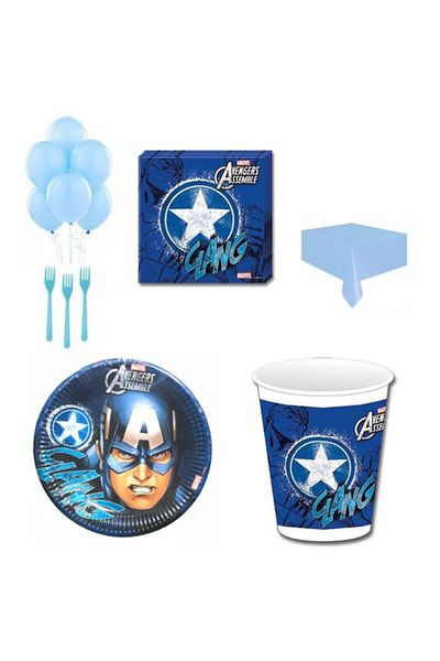 Hayaller Dükkanı Captain America Birthday Economical Table Set for 8 People