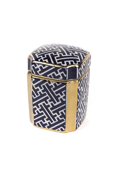Mikasa Moor Mavi Gold Kapaklı Seramik Küp 12x16cm