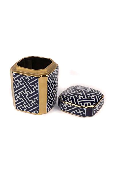 Mikasa Moor Mavi Gold Kapaklı Seramik Küp 12x16cm