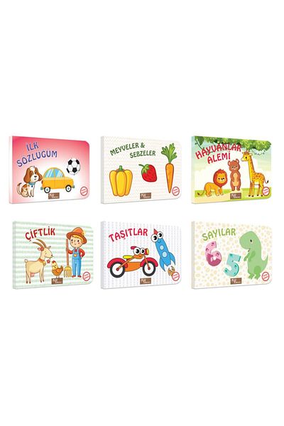 Kids Babies مجموعة الكلمات الأساسية التركية / الإنجليزية من My First Books مكونة من 6 قطع مقاس 10,5 × 15 سم