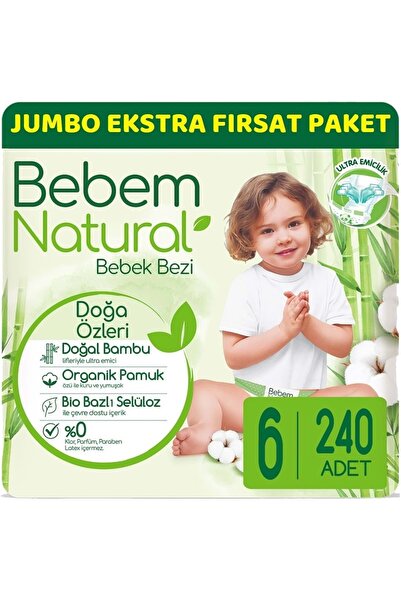 Bebem Natural Bebek Bezi Natural Jumbo Ekstra Fırsat Pk Beden:6 (15+KG) E...