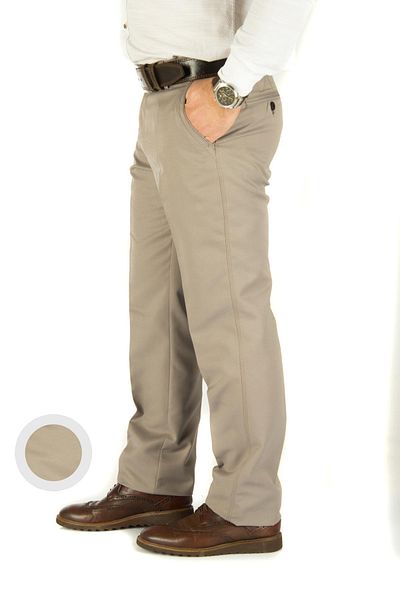 wontilotte Men's Max Beige Plain Linen Trousers