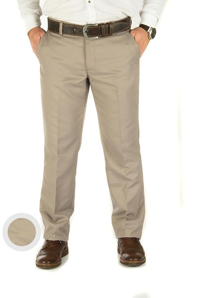 wontilotte Men's Max Beige Plain Linen Trousers