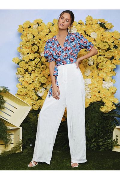 night blue Wide Leg Linen Trousers