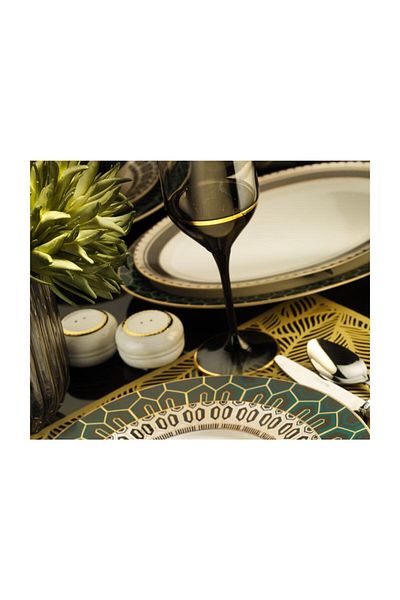 Lucky Art Imogene Bone Series Oval Plate Set of 2
