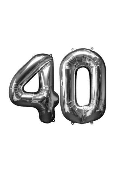 Parti Station بالون فويل فضي بعمر 40 عامًا (76 سم)