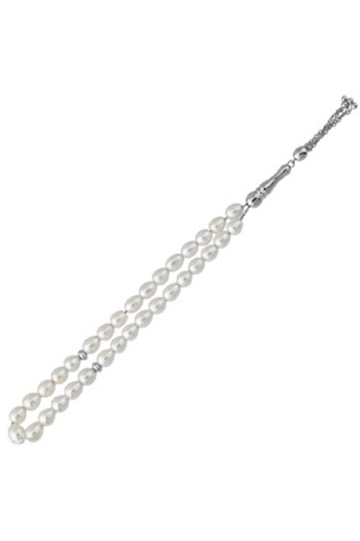 AMBERKAN Beyaz Inci 14 Ayar Altın Tesbih