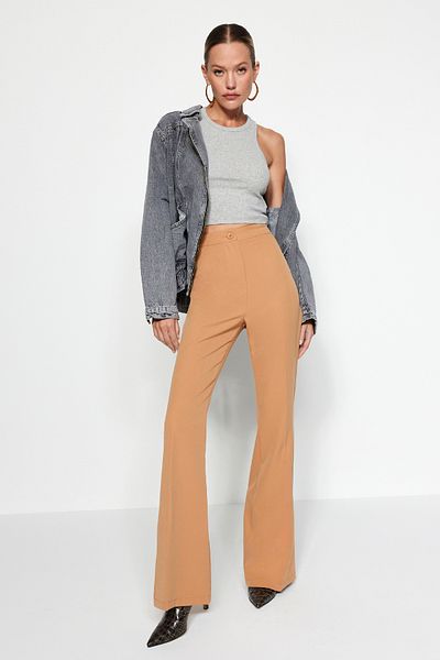Trendyol Collection Camel Flare Wide Leg Woven Trousers TOFAW19BB0581