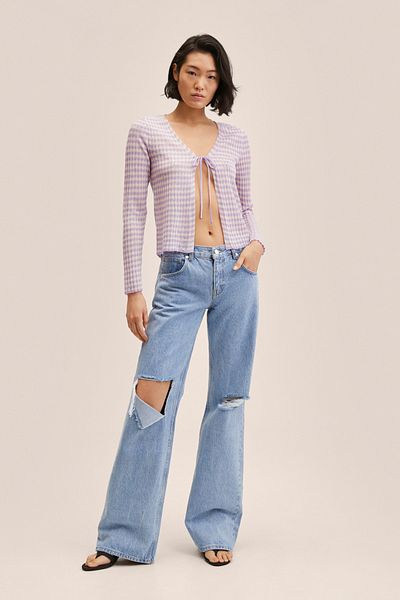 MANGO Ecrufarbener Damen-Cardigan 27025805