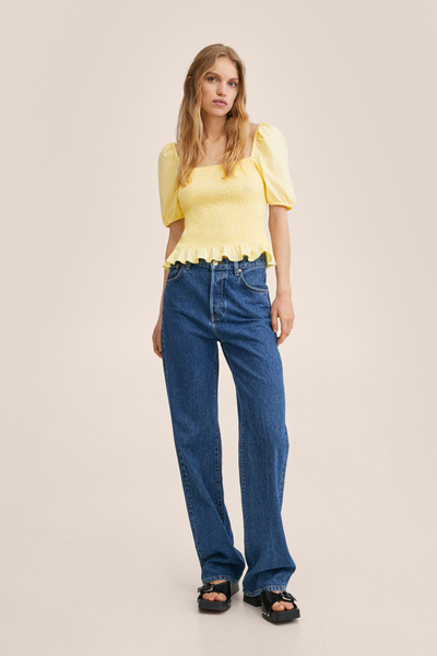 MANGO Woman Sárga női póló 27077125