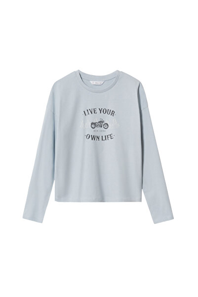 MANGO Kids Kız Çocuk Gök mavisi T-Shirt
